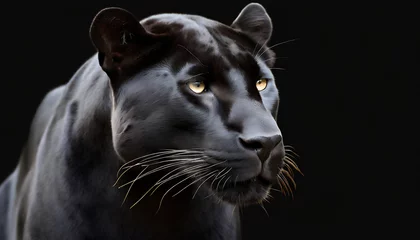 Poster stunning portrait of a black panther black jaguar on black background amazing wildlife generative ai © Emanuel