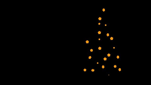 Golden Christmas lights with Alpha channel. Xmas orange yellow festive light garland on transparent background for design. New Year Illumination. Cartoony animation. Animated cartoon. Film grain pixel