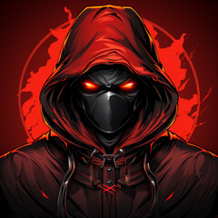 Gamer eSport hooded ninja mascot logo design, Generative AI 