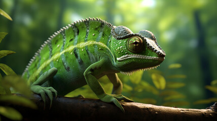 Obraz premium Grenn chameleon, Generative AI