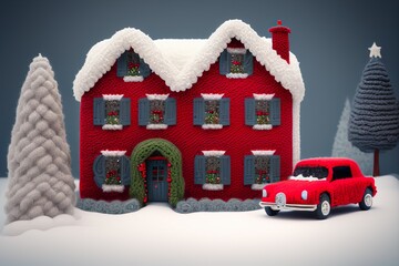 Wool knitted winter holiday scene