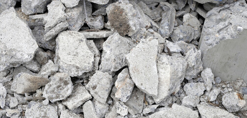 Piles of rubble after house demolition