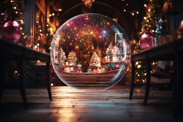 Winter Wonderland Captured in a Sparkling Glass Ball Generative AI