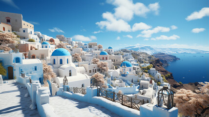 Naklejka premium beautiful view of the greek village, santorini, greece