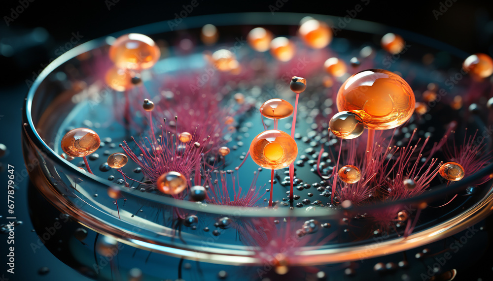 Poster close up science drop wet macro nature backgrounds technology laboratory generated by ai