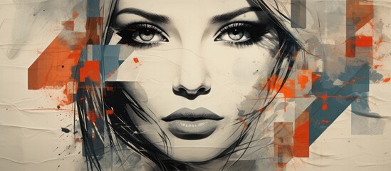 The modern graphic designer carefully blended abstract textures and geometric patterns to create a grunge inspired background for a creative fashion illustration that would serve as the perf