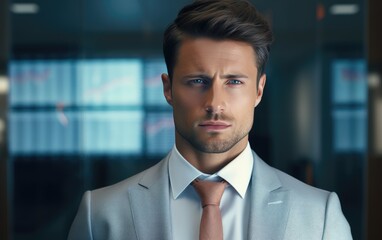 Obraz premium Businessman analyzing bank stock charts