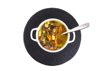 Mushroom Soup, isolated on white background.