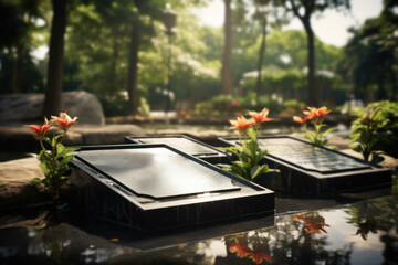 A memorial garden with plaques honoring those who have passed away from AIDS. Concept of reflection...