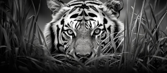 The beauty of nature can be seen in the intricate pattern of a tigers black and white striped skin...