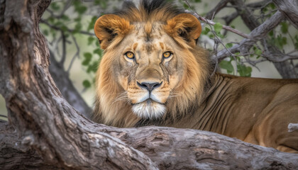 Wild feline mammal, lion, roams Africa safari with big cats generated by AI
