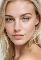 Fototapeta premium Happy Swedish woman face smiling to camera 