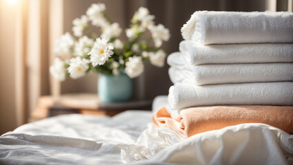 clean towel, flower, hotel