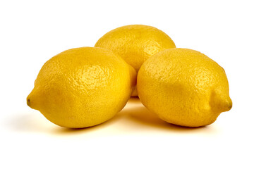 Fresh lemon fruits, isolated on white background.