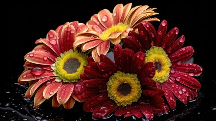 Beautiful Daisies and Gerbera Flowers . Springtime  concept with a space for a text. Valentine day concept with a copy space.