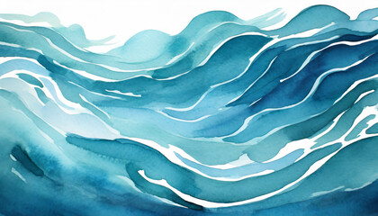 ocean water waves background blue isolated wavy boarder for copy space text teal river wave flowing...