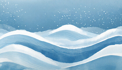 wave winter snow texture background for copy space text isolated blue wavy flowing lines abstract landscape backdrop snowy winter new year holiday season illustration hand painted details