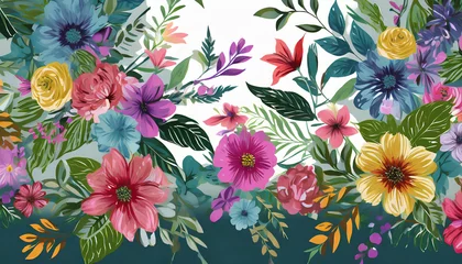  abstract colorful flowers and leaves bouquets are isolated in the background suitable for greeting cards designs wallpaper backgrounds textiles fashion or flyers illustration ai generative © Art_me2541