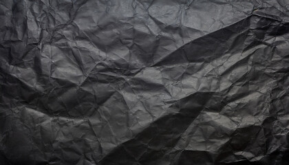 black crumpled paper texture blank dark background with creases generative ai