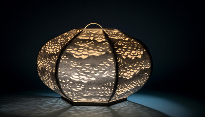 Fototapeta na wymiar Ornate lantern illuminates elegant vase in modern home interior design generated by AI