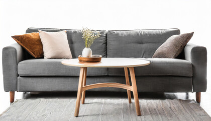 sofa and table on white background