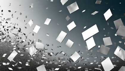 falling rectangular silver confetti