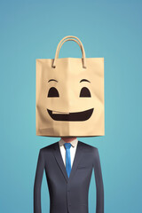 Businessman Face Holding Cardboard with Emotion face