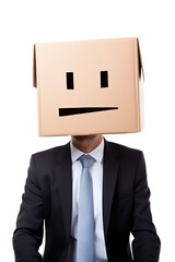 Businessman Face Holding Cardboard with Emotion face