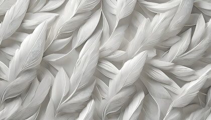 abstract 3d white background organic shapes seamless pattern texture white bird feathers