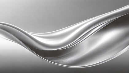 abstract silver wave chrome banner platinum copy space metal motion grey liquid white gradient glow shiny material smooth motion abstract design for copy space text generative ai