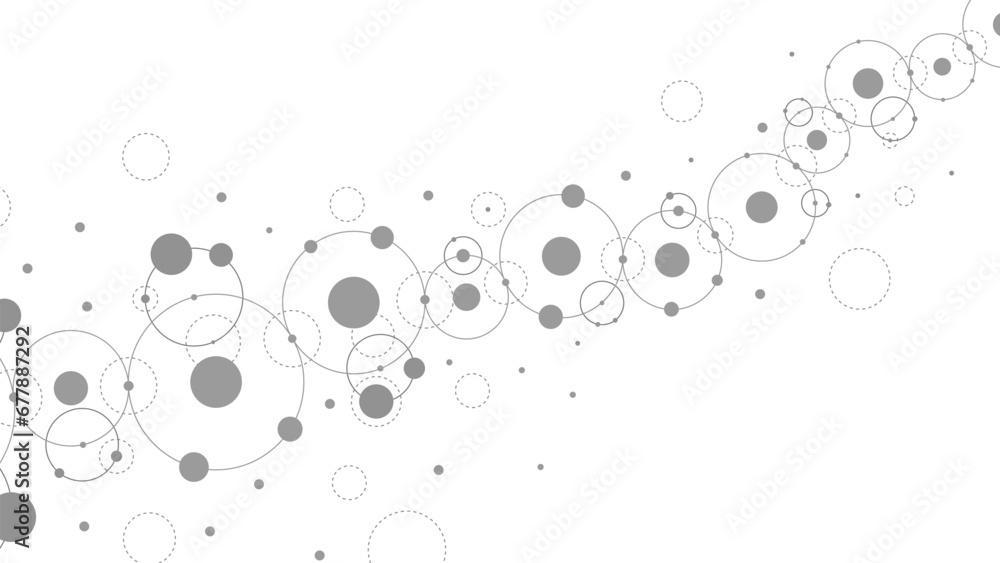 Poster technology abstract background. abstract geometric background. connected circles. network of circles