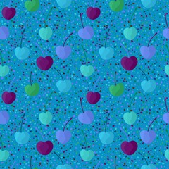 Abstract doodle fruit seamless cherry pattern for wrapping paper and fabrics and linens and kids
