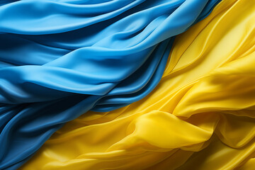 Flag of Ukraine waving in the wind, close-up. 3d rendering.