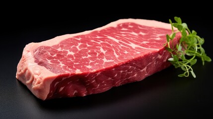 A Wagyu steak on a white isolated background.