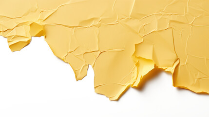 A Yellow Cardboard Paper Top Right Corner Torn On a transparent white sorted background. PNG