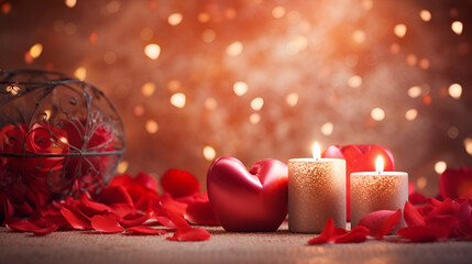 beautiful valentine background with some candles and romatic colors