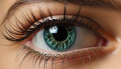 Fototapeta premium Close up of a woman eye, staring into the camera generated by AI