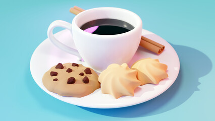 Taza de café con galletas