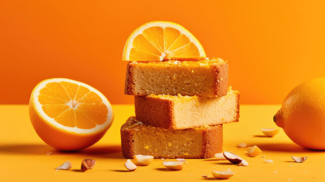 Orange Almond Cake Natural Colors , Background For Banner, HD