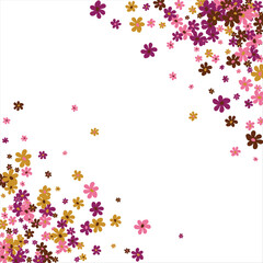 Fashionable frame of flowers. Spring background design, colorful bright flowers, decorative beautiful garden. Place for text. Design for postcard, invitation, web. Vector illustration