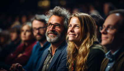 Fototapeta premium A joyful crowd of people smiling and bonding generated by AI