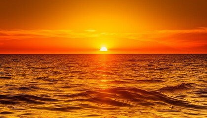 Obraz premium Idyllic coastline, vibrant colors, tranquil scene nature beauty at twilight generated by AI