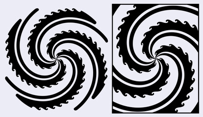 A set of spiral stripes with a wave motif detail. A vortex graphic background image; vectors can be custom colorized easily. - obrazy, fototapety, plakaty