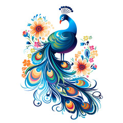 Obraz premium Artistic Style Peacock Illustration Peacock Painting Drawing Cartoon Peacock Beautiful Peacock 