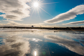 Former NATO military base in iceland near black sand beach, Keflavik air station used by defence organization within nordic roadside. Icelandic headquarters for alliance in Europe.