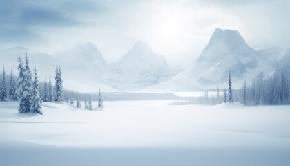 Majestic snowcapped mountain range in Alberta, tranquil beauty in nature generated by AI - obrazy, fototapety, plakaty