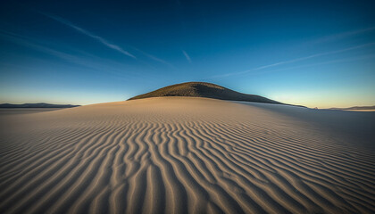 Tranquil sand dunes ripple in arid Africa majestic sunset beauty generated by AI