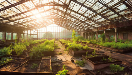 Fototapeta na wymiar Fresh organic vegetables grown indoors in a modern greenhouse factory generated by AI