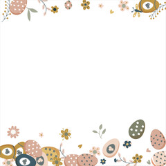 Frame made of elements for Easter. Traditional Easter elements. Vector illustration. Traditional easter ornament. Happy easter. Hand-drawn. Vector illustration.