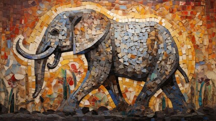 Elephant mosaic art by julie mcclure, AI